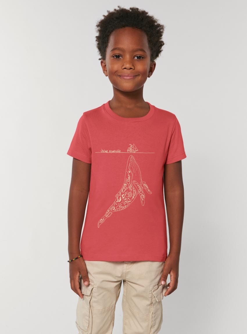 Tshirt Enfant Bio Garçon Baleine Framboise