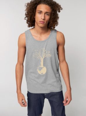 Débardeur Bio Homme Gris Chiné Save The World