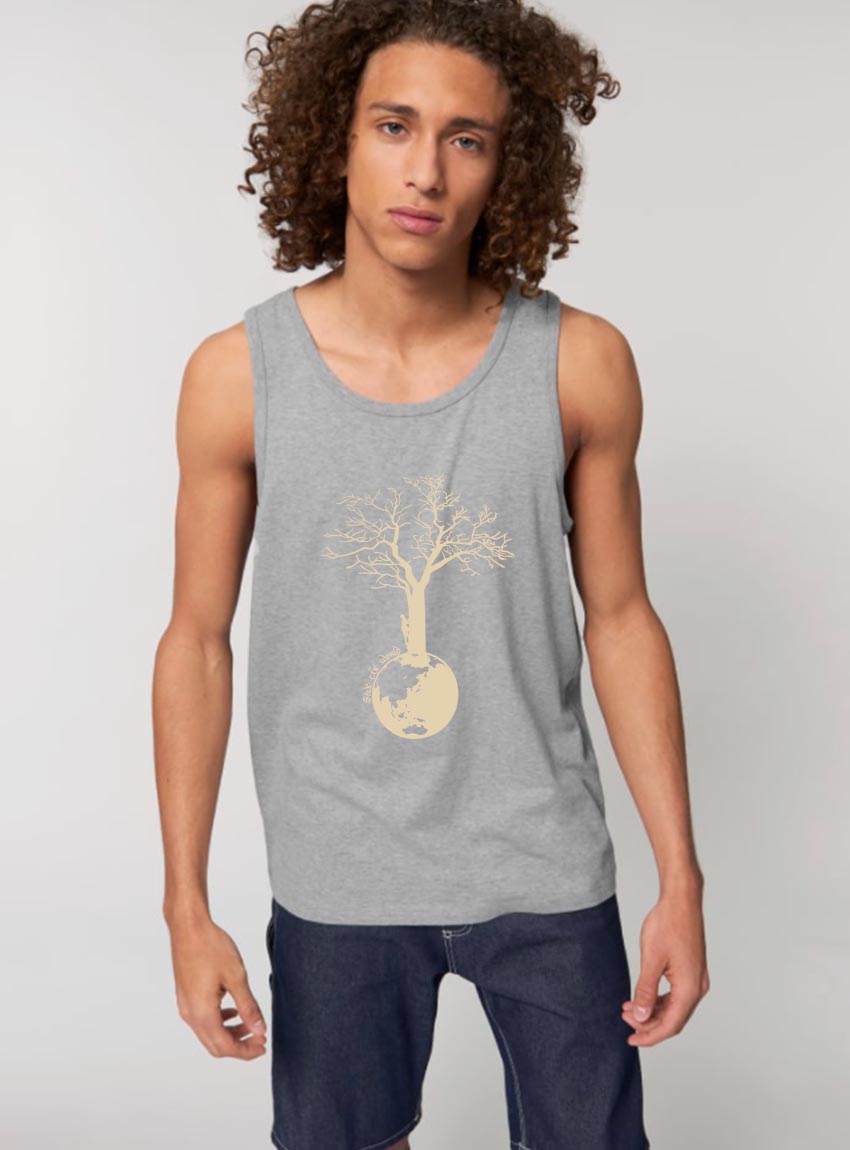 Débardeur Bio Homme Gris Chiné Save The World Débardeur Bio Homme Gris Chiné Save The World