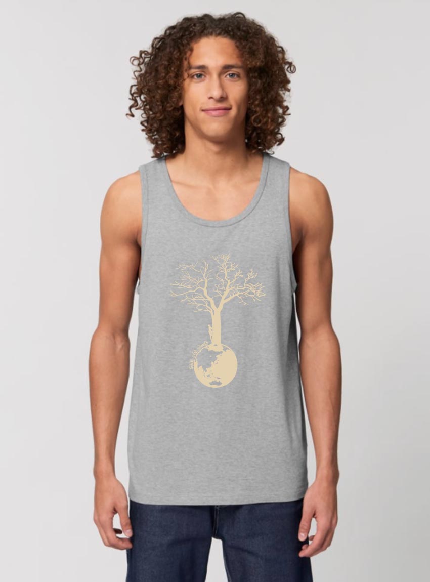 Débardeur Bio Homme Gris Chiné Save The World
