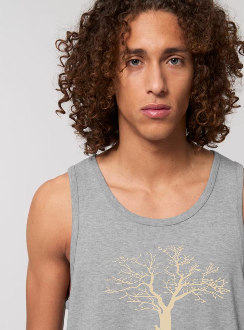 Débardeur Bio Homme Gris Chiné Save The World