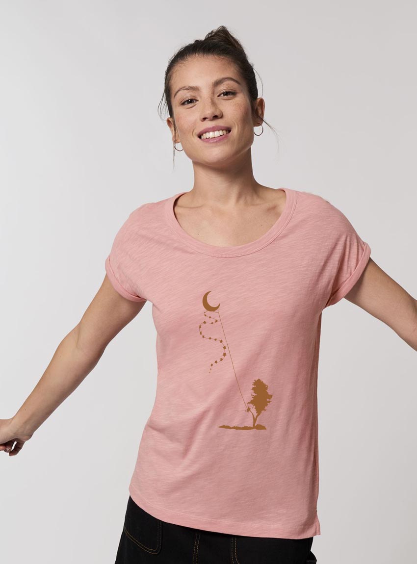 Tshirt Bio Femme Dream Time Vieux Rose Tshirt Bio Femme Dream Time Vieux Rose