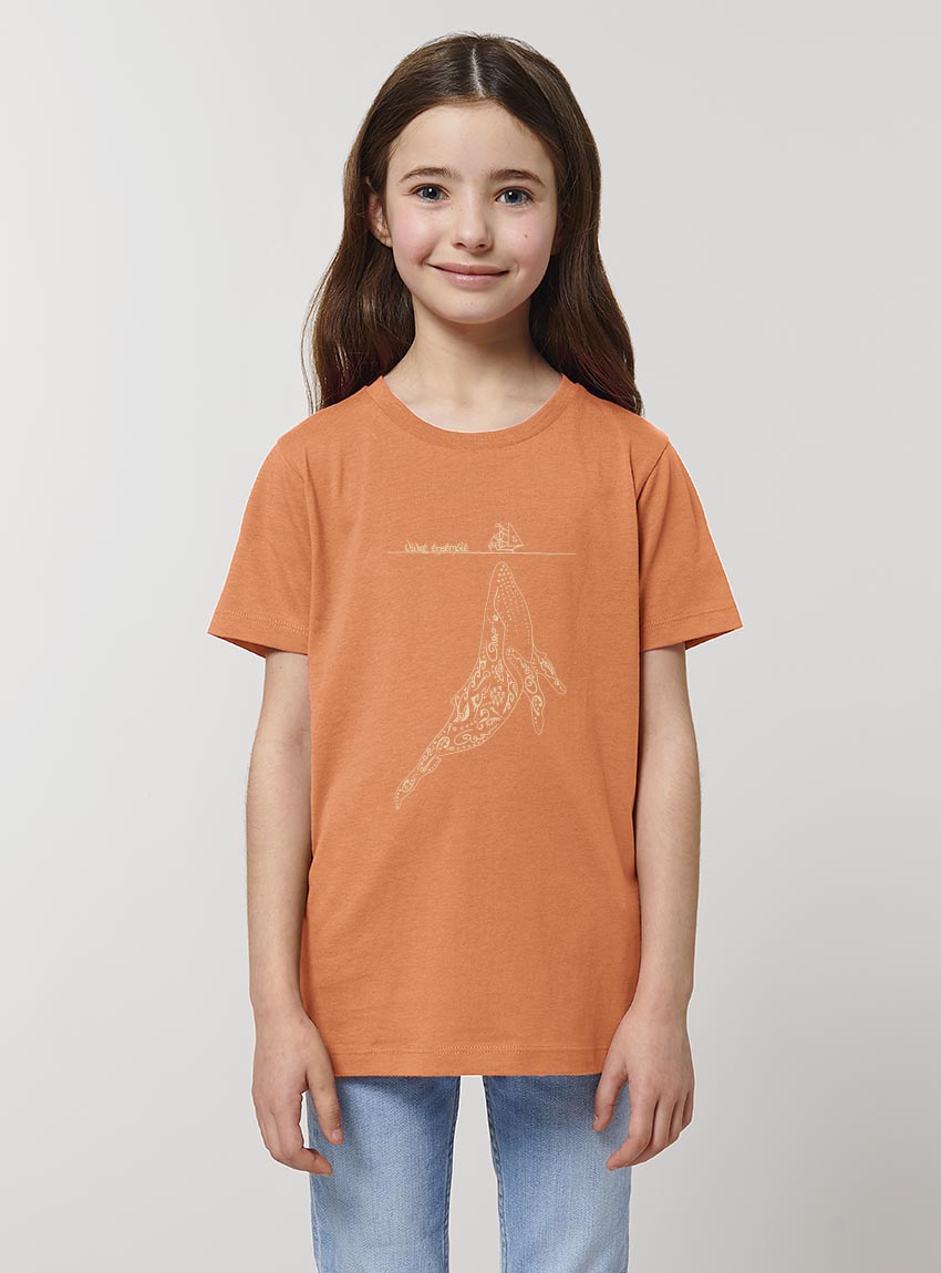 Tshirt Enfant Bio Baleine Abricot Tshirt Enfant Bio Baleine Abricot