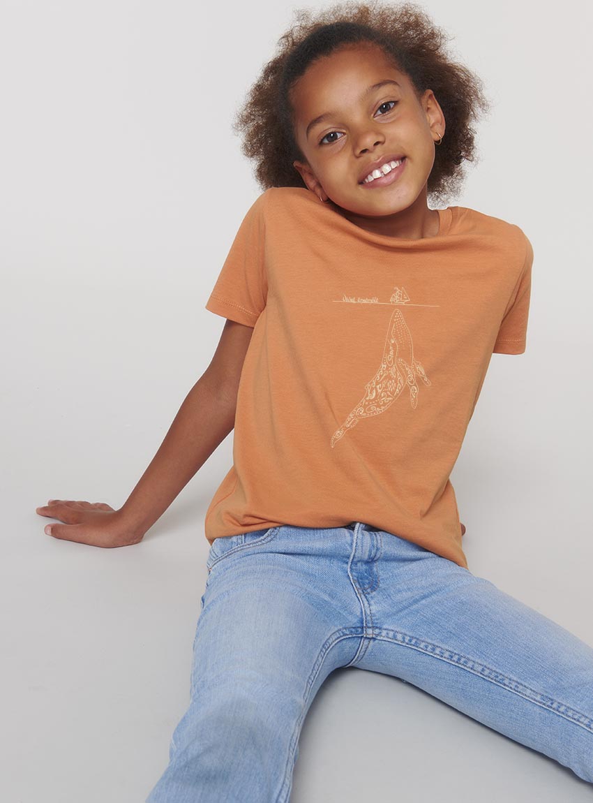 Tshirt Enfant Bio Baleine Abricot