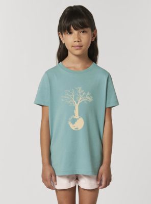 Tshirt Enfant Bio Save The World Eucalyptus