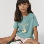 Tshirt Enfant Bio Save The World Eucalyptus