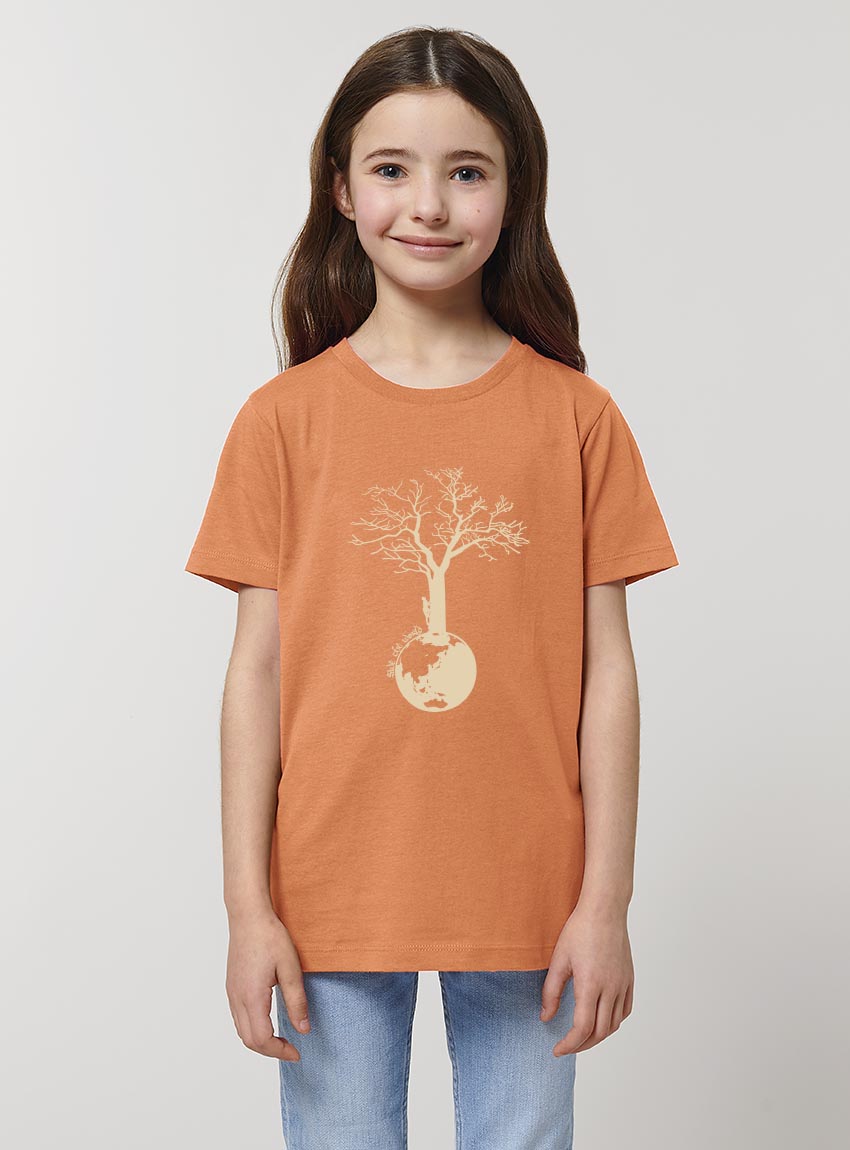 Tshirt Enfant Bio Save The World Abricot