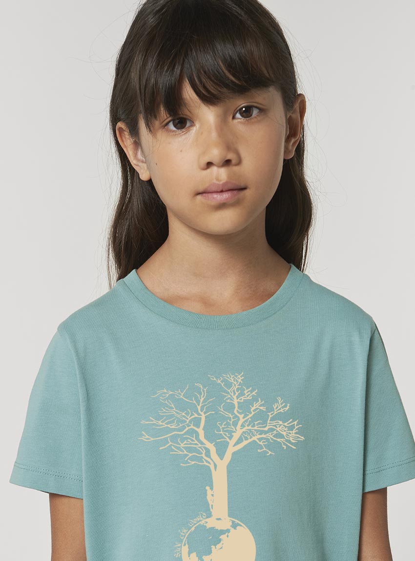 Tshirt Enfant Bio Save The World Eucalyptus