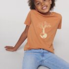 Tshirt Enfant Bio Save The World Abricot