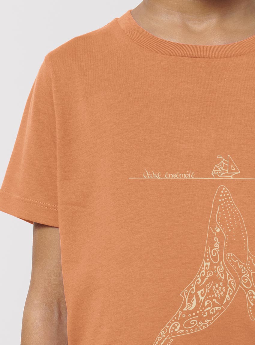 Tshirt Enfant Bio Baleine Abricot