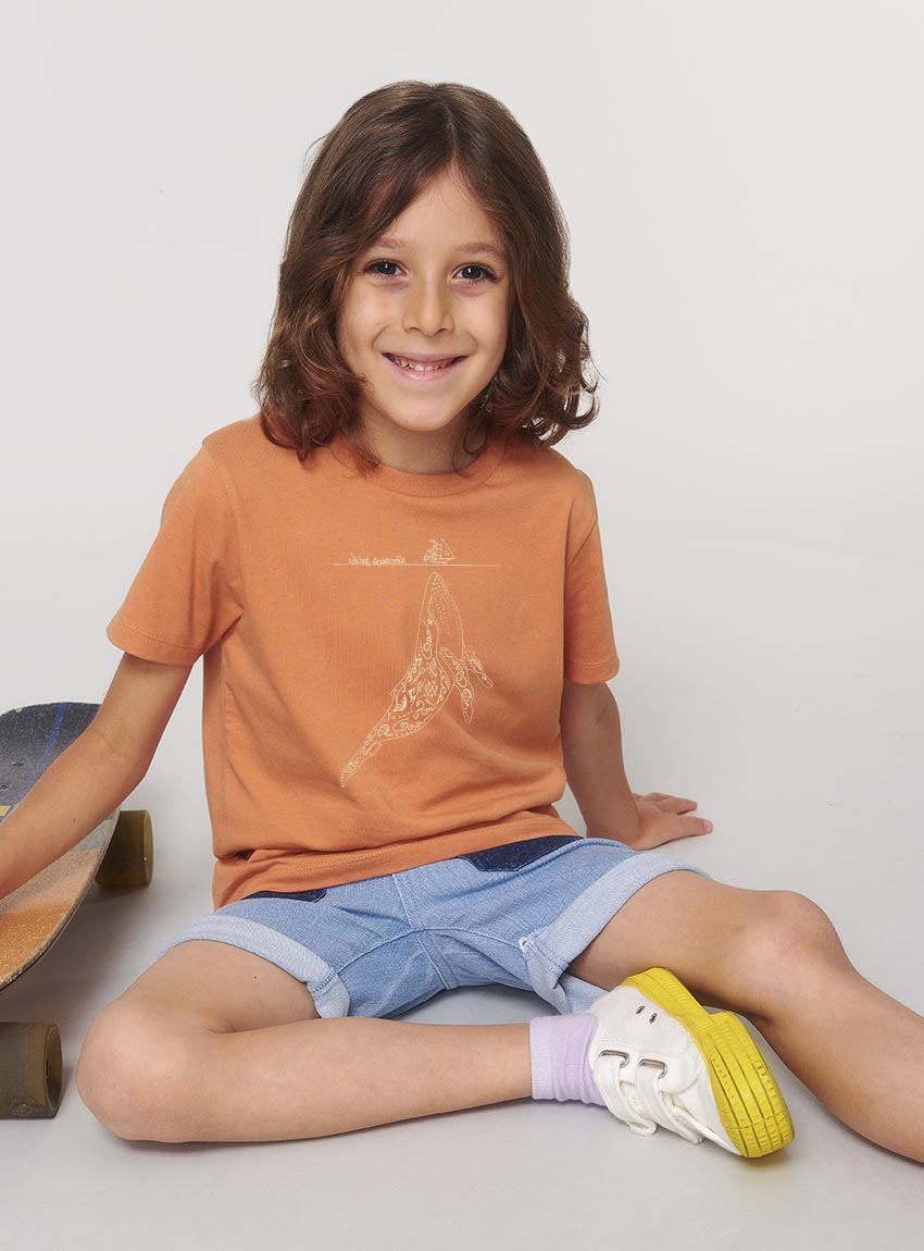 Tshirt Enfant Bio Baleine Abricot