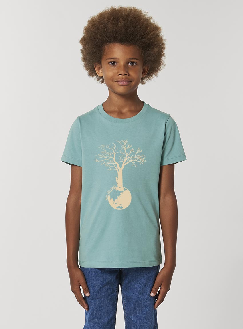 Tshirt Enfant Bio Save The World Eucalyptus
