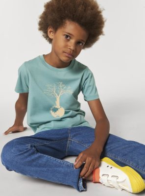 Tshirt Enfant Bio Save The World Eucalyptus