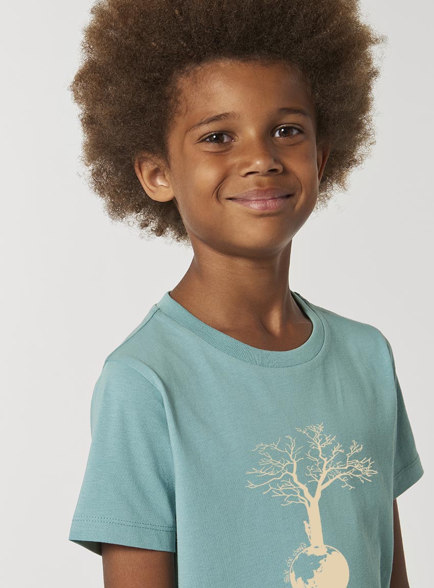 Tshirt Enfant Bio Save The World Eucalyptus