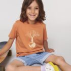 Tshirt Enfant Bio Save The World Abricot