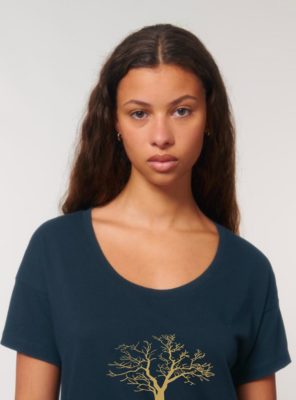 Tshirt Bio Femme Save The World Marine