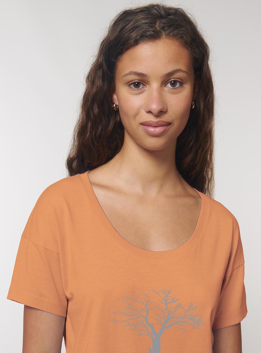 Tshirt Bio Femme Save The World Abricot