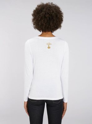 Manche Longue Bio Femme Blanc Dos