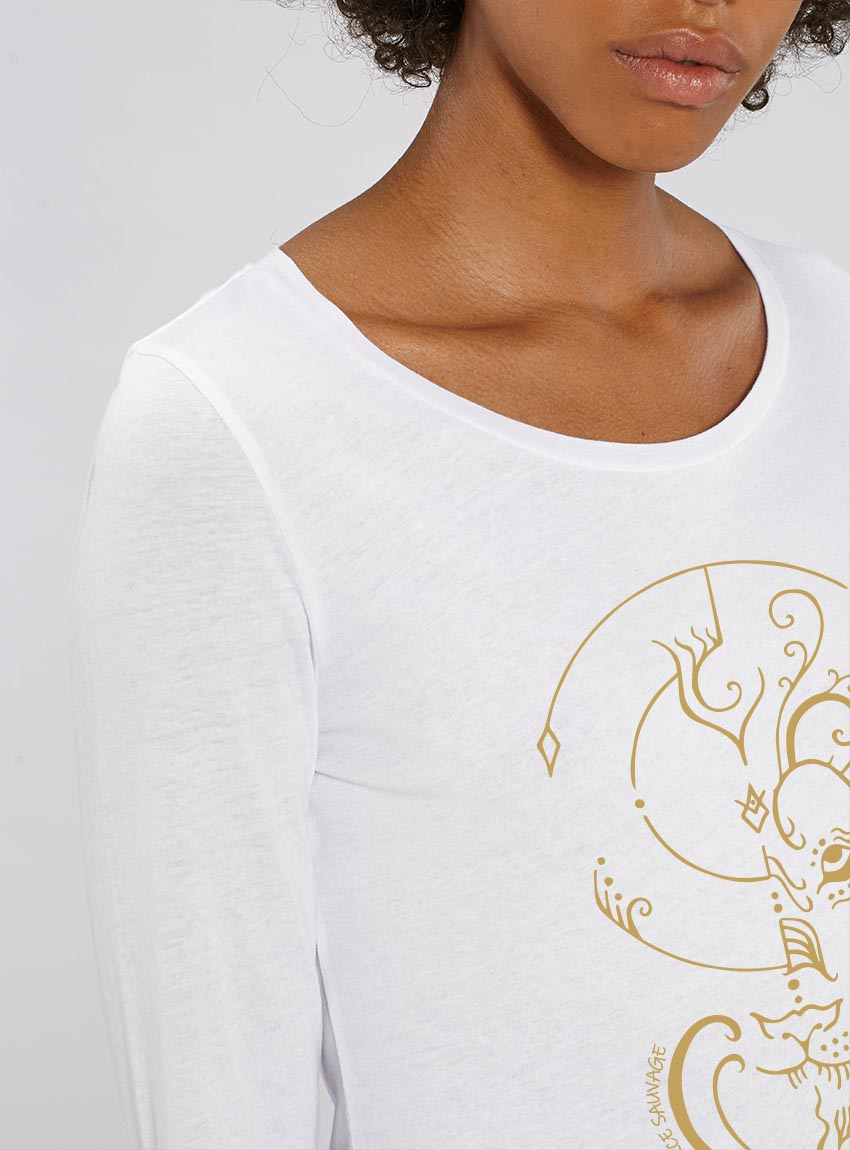 Manche Longue Bio Femme Lion Blanc