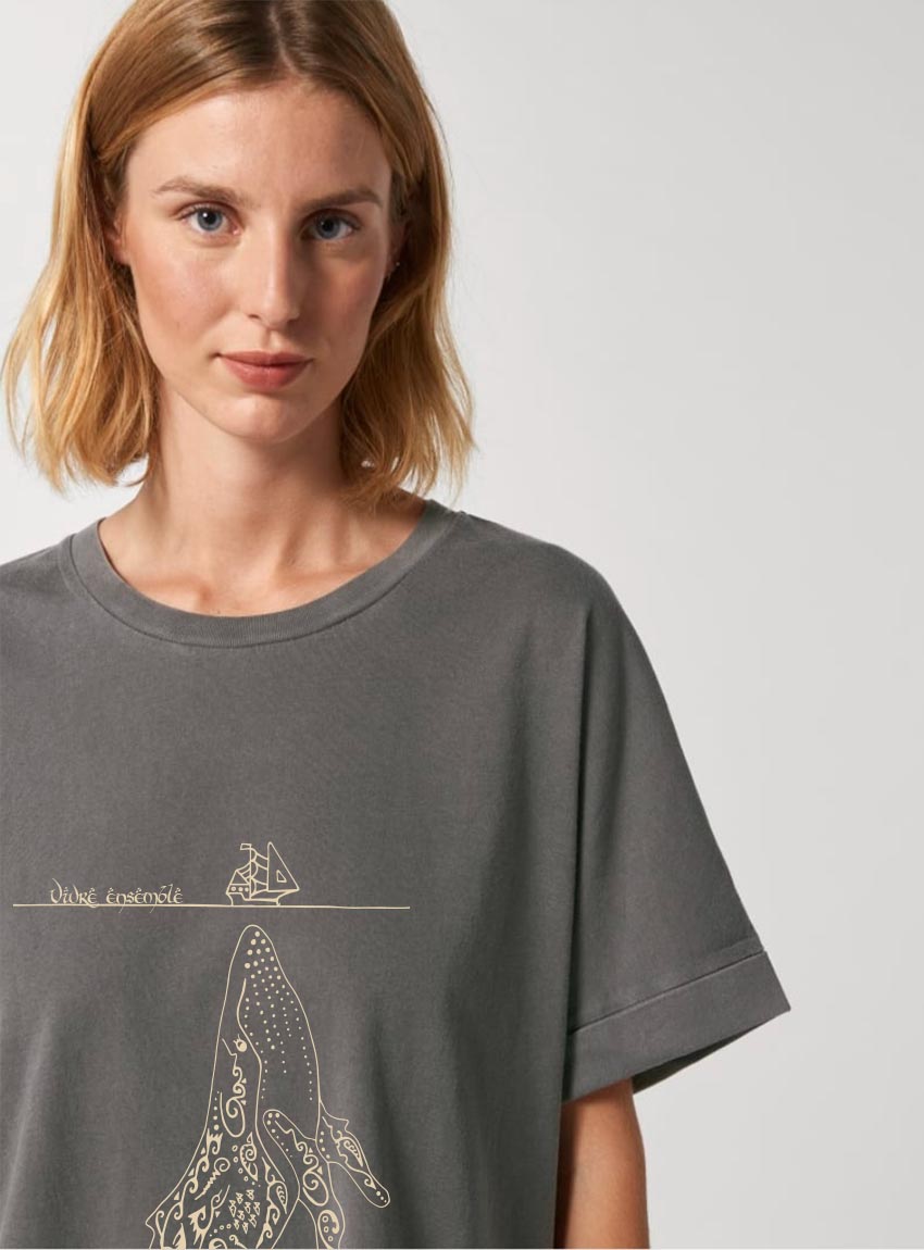 Tshirt Bio Femme Baleine Anthracite Tshirt Bio Femme Baleine Anthracite