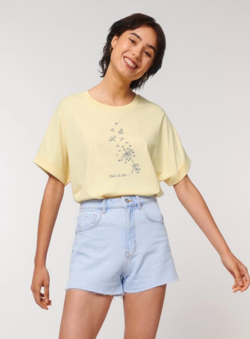 Tshirt Bio Femme Bee Jaune Pastel Tshirt Bio Femme Bee Jaune Pastel