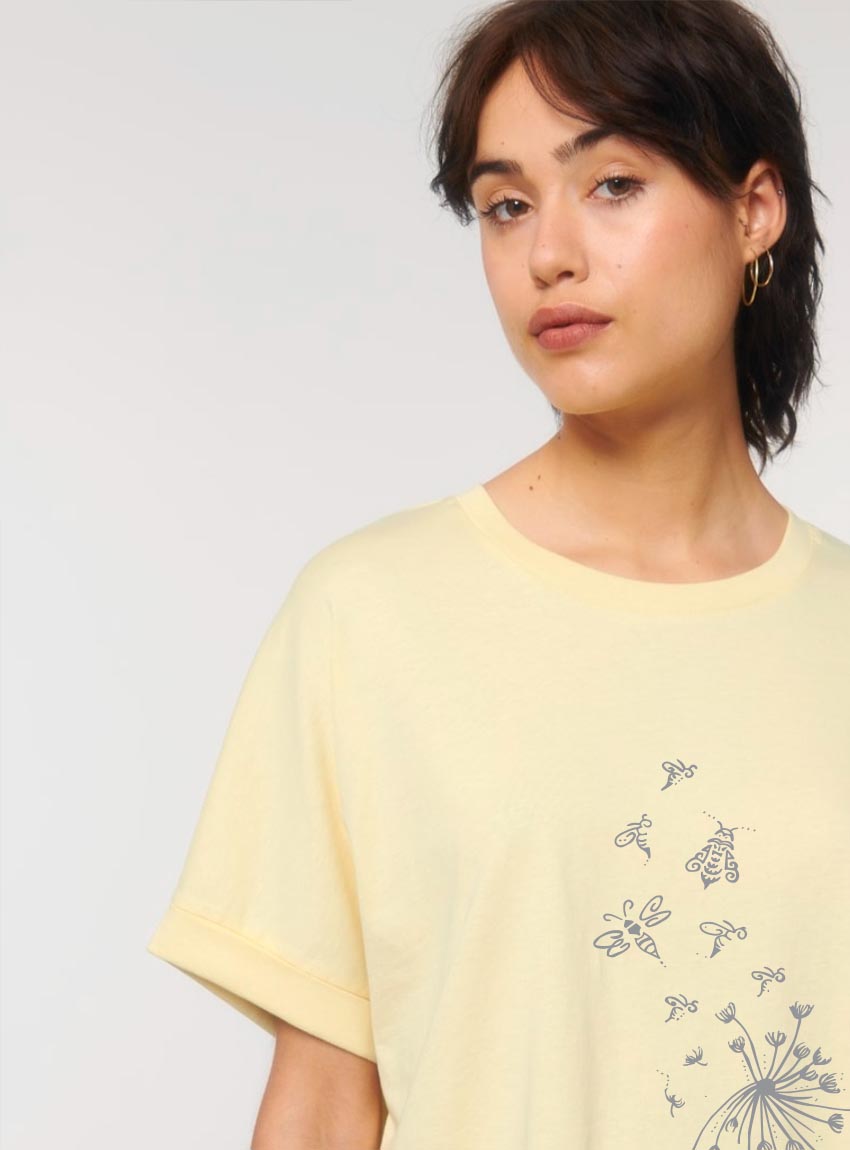 Tshirt Bio Femme Bee Jaune Pastel