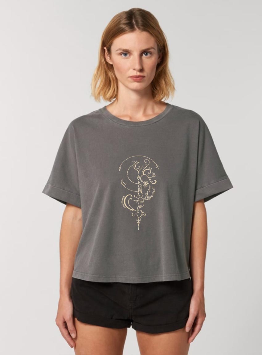 Tshirt Bio Femme Lion Anthracite
