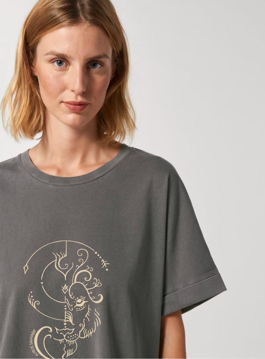 Tshirt Bio Femme Lion Anthracite