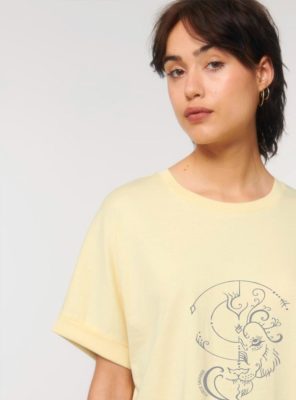 Tshirt Bio Femme Lion Jaune Pastel