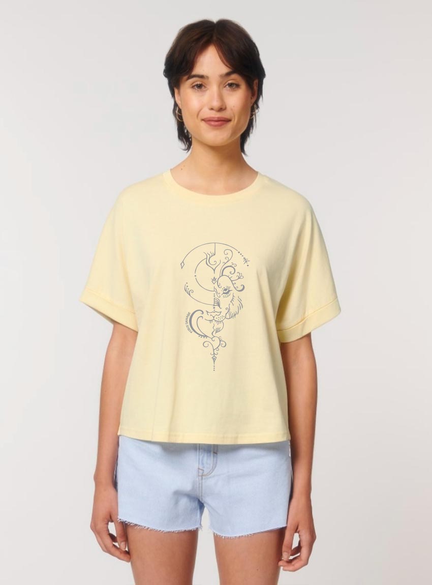 Tshirt Bio Femme Lion Jaune Pastel