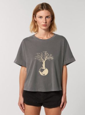 Tshirt Bio Femme Save The World Anthracite