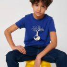 Tshirt Enfant Bio Garçon Save The World Bleu